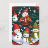 Vijf Sneeuwmannen die naar Jou lachen Feestdagenkaart (Voorkant / Achterkant)