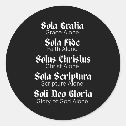 Vijf SOLAS gereformeerde christenen Protestantse T Ronde Sticker (Voorkant)