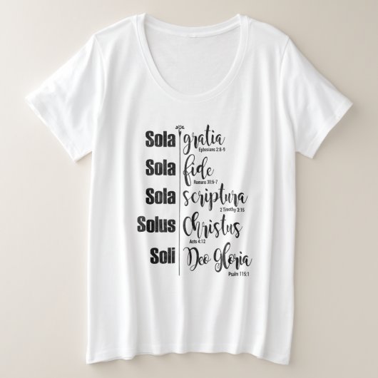 Vijf Solas Plus witte T-shirt (Design voorkant)