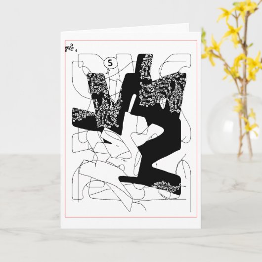 Vijf Spoken (zwart, wit en rood) Kaart (Gele Bloem)