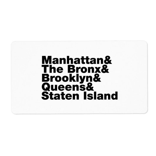 Vijf stadsdelen ~ New York City Etiket (Voorkant)