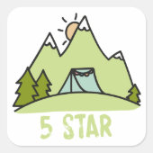 Vijf Star Camping Vierkante Sticker (Voorkant)