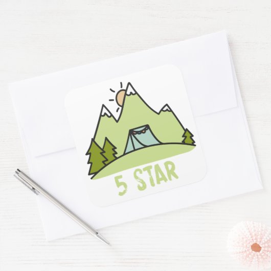 Vijf Star Camping Vierkante Sticker (Envelop)