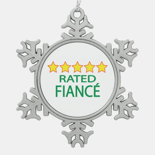 Vijf Star Fiancé Tin Sneeuwvlok Ornament (Voorkant)