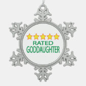 Vijf Star Goddochter Tin Sneeuwvlok Ornament (Voorkant)