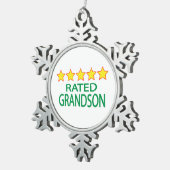 Vijf Star Grandson Tin Sneeuwvlok Ornament (Rechts)