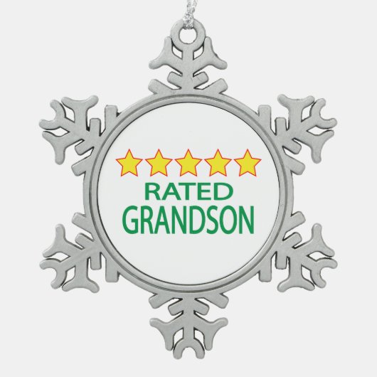 Vijf Star Grandson Tin Sneeuwvlok Ornament (Voorkant)