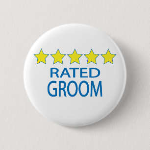 Vijf Star Groom Ronde Button 5,7 Cm