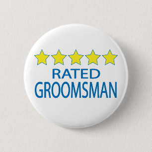 Vijf Star Groomsman Ronde Button 5,7 Cm