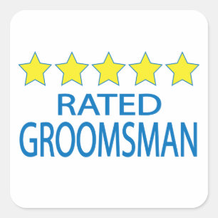 Vijf Star Groomsman Vierkante Sticker