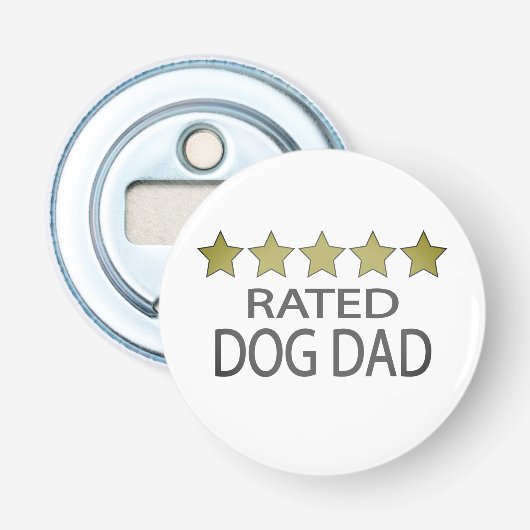 Vijf ster Dog Pa Button Flesopener (Voorkant)