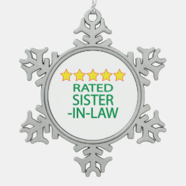 Vijf ster zuster-in-Law Tin Sneeuwvlok Ornament