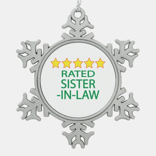 Vijf ster zuster-in-Law Tin Sneeuwvlok Ornament (Voorkant)