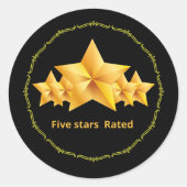 Vijf sterren beoordeeld eenvoudig ronde sticker (Voorkant)