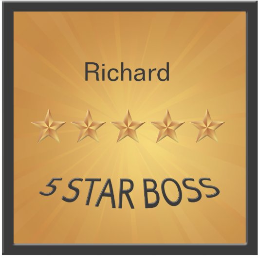 Vijf Sterren Boss Gold Sticker (Voorkant)