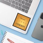 Vijf Sterren Boss Gold Sticker (Laptop met iPhone)
