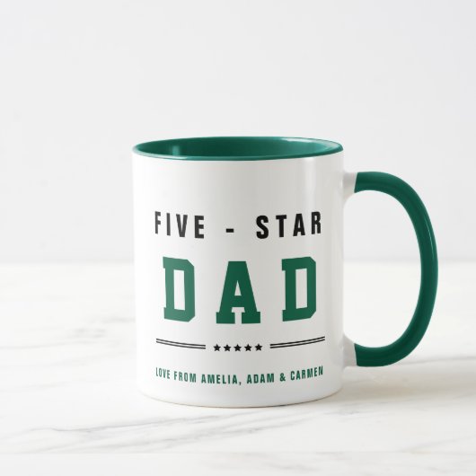 VIJF STERREN DAD met aangepaste namen Mok (Rechts)