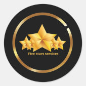 Vijf sterren diensten ronde sticker (Voorkant)