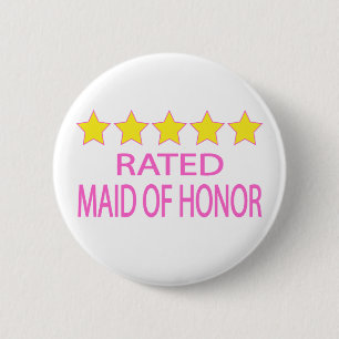 Vijf sterren-dienstmeisje ronde button 5,7 cm