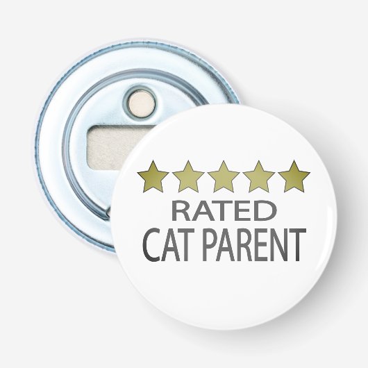 Vijf sterren Kat Parent Button Flesopener (Voorkant)