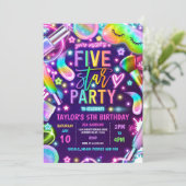 Vijf Sterren Party Neon Glow Spa Make-up 5e verjaa Kaart (Staand voorkant)