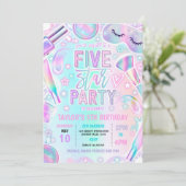 Vijf Sterren Party Pastel Spa Make-up 5e verjaarda Kaart (Staand voorkant)