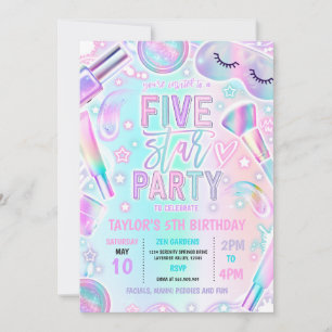 Vijf Sterren Party Pastel Spa Make-up 5e verjaarda Kaart