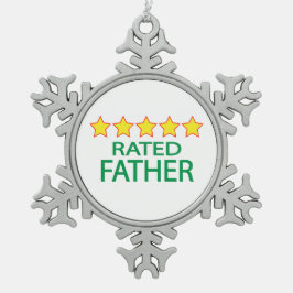 Vijf sterren vader tin sneeuwvlok ornament