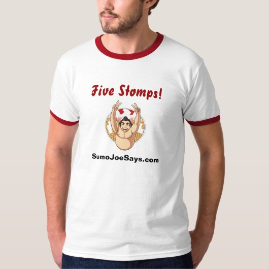 "Vijf Stompen!" Ringer T van SumoJoeSays.com T-shirt (Voorkant)