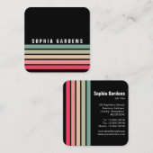 Vijf strips - kleuren 01 - zwart vierkante visitekaartje (Voorkant / Achterkant)