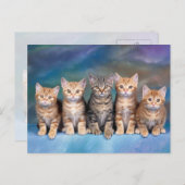 Vijf Tabby Kittens, rood op een rij Briefkaart (Voorkant / Achterkant)