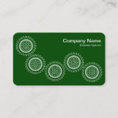 Vijf tandwielen - donkergroen - grijs terug visitekaartje (Voorkant)