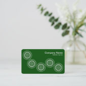 Vijf tandwielen - donkergroen - grijs terug visitekaartje (Staand voorkant)