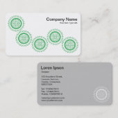 Vijf tandwielen - groen en wit, grijs terug visitekaartje (Voorkant / Achterkant)