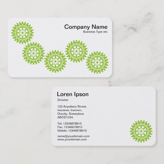 Vijf tandwielen II - Martian Green en White Visitekaartje (Voorkant / Achterkant)