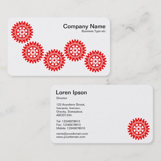 Vijf tandwielen II - Rood en wit Visitekaartje (Voorkant / Achterkant)