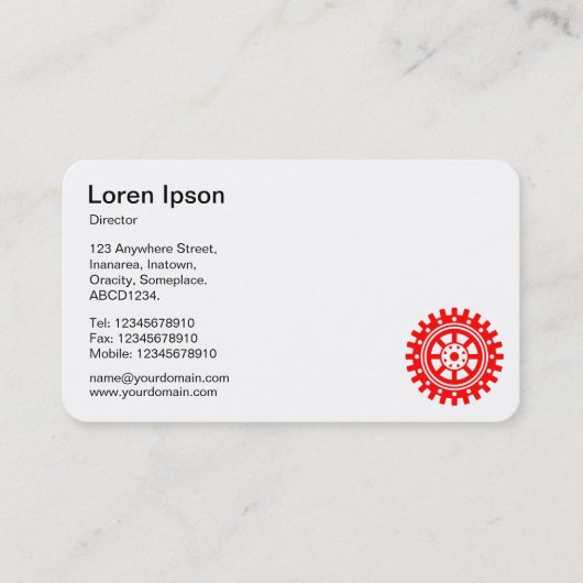 Vijf tandwielen II - Rood en wit Visitekaartje (Achterkant)