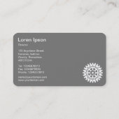 Vijf tandwielen II - wit op diep Paars - grijs ter Visitekaartje (Achterkant)