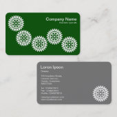 Vijf tandwielen II - wit op donkergroen - grijs te Visitekaartje (Voorkant / Achterkant)