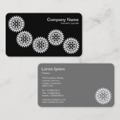 Vijf tandwielen II - wit op zwart - grijs terug Visitekaartje (Voorkant / Achterkant)