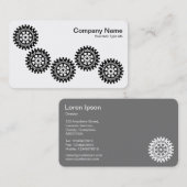 Vijf tandwielen II - zwart en wit - grijs terug Visitekaartje (Voorkant / Achterkant)