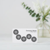 Vijf tandwielen II - zwart en wit - grijs terug Visitekaartje (Staand voorkant)