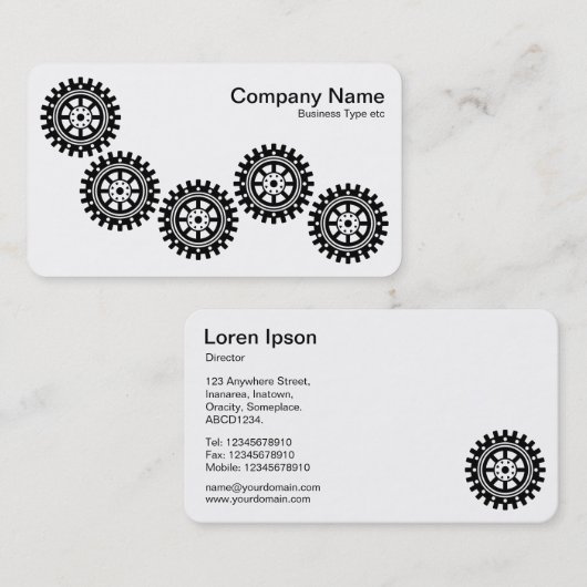 Vijf tandwielen II - zwart en wit Visitekaartje (Voorkant / Achterkant)