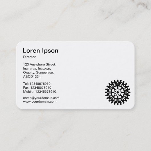 Vijf tandwielen II - zwart en wit Visitekaartje (Achterkant)