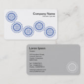 Vijf tandwielen - marineblauw en wit - grijs terug visitekaartje (Voorkant / Achterkant)