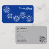 Vijf tandwielen - marineblauw - grijs terug visitekaartje (Voorkant / Achterkant)