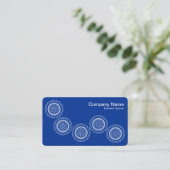 Vijf tandwielen - marineblauw - grijs terug visitekaartje (Staand voorkant)