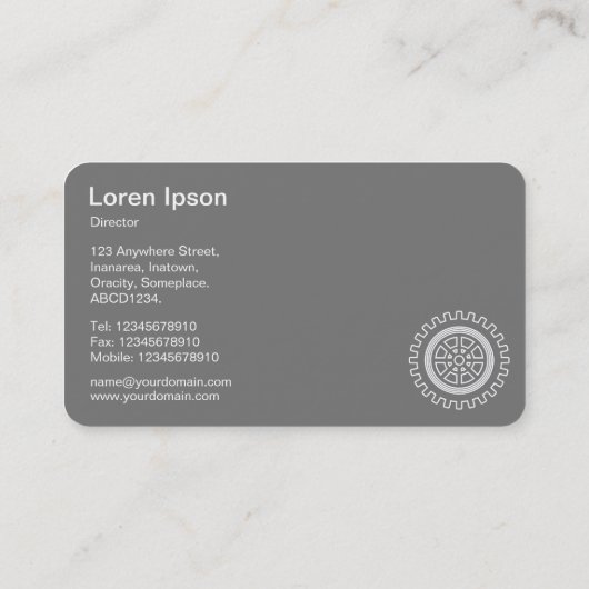 Vijf tandwielen - Ruby Red - grijs terug Visitekaartje (Achterkant)