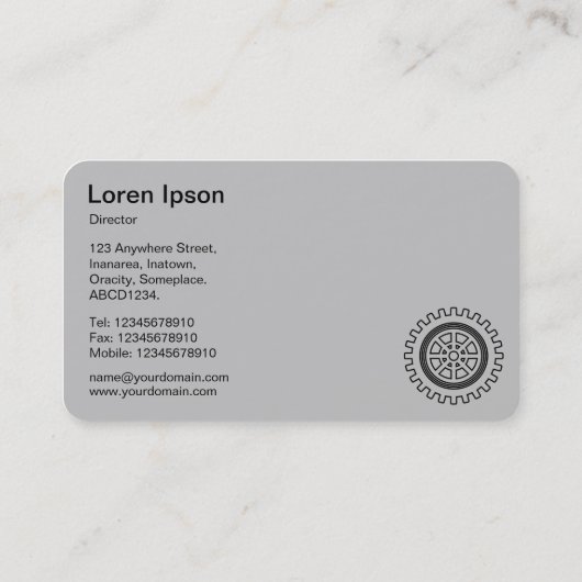 Vijf tandwielen - zwart en wit - grijs terug visitekaartje (Achterkant)