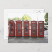 Vijf telefooncellen in Londen Briefkaart (Voorkant / Achterkant)